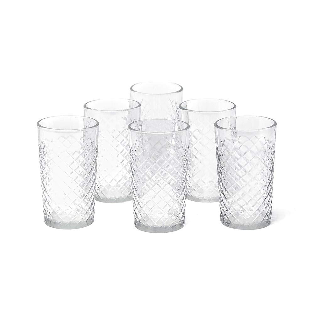 Set of 6 Cut Glass Squares Votive Holder, Ideal for Weddings, Events, Home Decor, Measures 2.5" Diameter x 4.5" Height