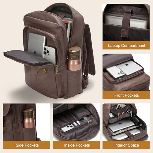 Mochila de cuero para laptop 15.6'' impermeable unisex miniatura 3
