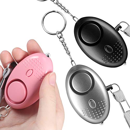 Seguridad Personal,Alarma de Bolsillo de 140 Decibeles,Mini Llavero de Alarma con Linterna Mini led Seguridad Antirrobo,P�nico/Emergencia/Seguridad/Ataque/Protecci�n/Ni�os y Mujeres(3 Piezas)