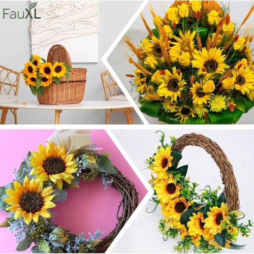 Image of Artificial Mini Sunflower Heads - Pack of 100, Yellow Silk Sunflowers for DIY Crafts, Flowers for Hair Styling, Home Office Decor, Bouquets, Scrapbooking & Party Decorations (100)