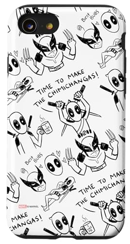 Installazione facile Marvel Studios Deadpool & Wolverine Toony Doodles Pattern Custodia per iPhone SE (2020) / 7 / 8