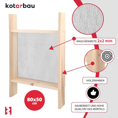 KOTARBAU® Sito Budowlane do Piasku - 2 X 2 MM - Sito Murarskie do Przesiewania Piachu - Ziemia - Żwir - Zaprawy - Drewniane