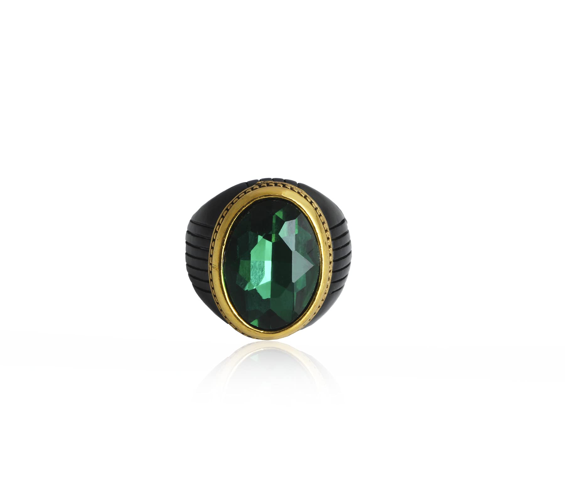 Waama Jewels Stylish AD Studded Silver Metal Rings for Men & Boys (Green, 18) (B09GLZR8W1) Amazon Price History, Amazon Price Tracker