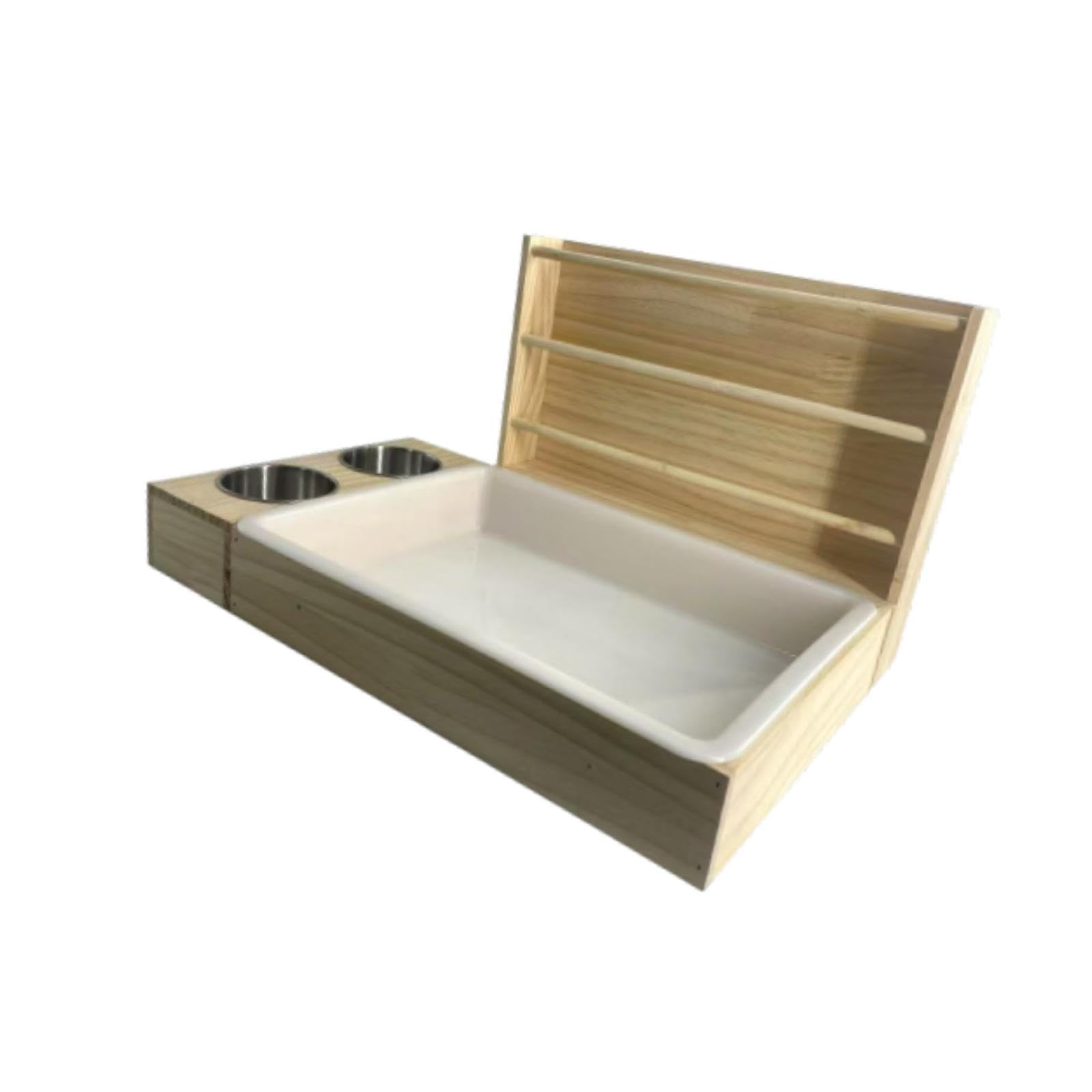 perfk 3 en 1 Râtelier à Foin en Bois, Mangeoire à Foin en Bois pour Cochon d'Inde Ratelier Lapin avec Bac à Litière, Distributeur de Foin pour Lapin, pour Cochons d'Inde, Hamsters, Petits Animaux