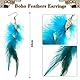 MWOOT Feder Haarschmuck Clip, Indianer Feder Haarverlängerungen Damen, Braun Drop Leder Choker Halskette, Federohrringe Blau, Boho Stammes-Schmuck für Frauen Karneval Cosplay Tribal Kostüm Party
