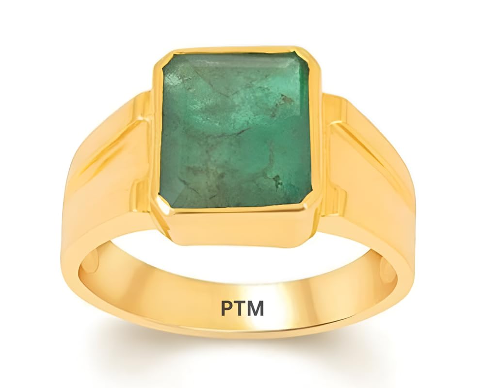 Panchdhatu (5 metals) Emerald (Panna) 3.25 Ratti to 10.25 Ratti or 3 Cts to 9.35 Cts Certified Gemstone 22 k Gold Plated Ring for Men & Women-image-38