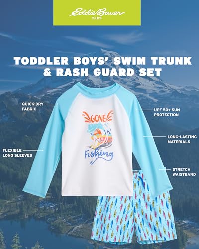 Eddie Bauer Toddler Boys' Rash Guard Set - 2 Piece UPF 50+ Quick Dry Swim Shirt and Trunks - Baby Boy Swimsuit (Sizes: 2T-4T)2