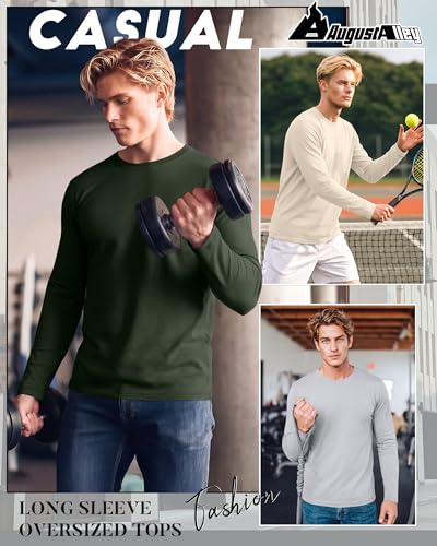 Image of August Alley 4 Pack Men's Big and Tall Cotton Shirts L-7xl, Long Sleeve Oversized Tops Loose Casual Large T-Shirts Basic Tee