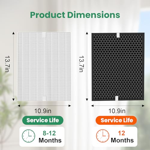 Image of 5510 5520 5530 Replacement Filter Q for Winix 5510 5520 5530 Air Purifier | 2 HEPA Filter + 2 Activated Carbon Filter, Activated Carbon Filter for Home Large Room, Part# 1712-0123-00