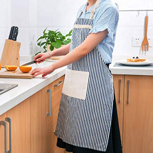 Image of KPNG Cotton Linen Cooking Apron Adjustable Kitchen Apron Soft Chef Apron with Pocket for Women and Men