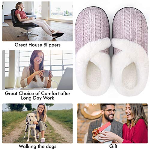 Homitem House Slippers for Women Indoor and Outdoor Fuzzy Slippers with Arch Support Fluffy Slippers with Memory Foam Winter Bedroom Warm Slippers House Shoes for Womens Slippers Size 5-12 - Thumbnail 7