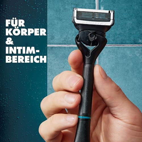 Foto von Gillette Body und Intimate Nassrasierer Herren, Rasierer + 2 Rasierklingen, mit Duschaufhänger für einfache Aufbewahrung, Geschenk für Männer