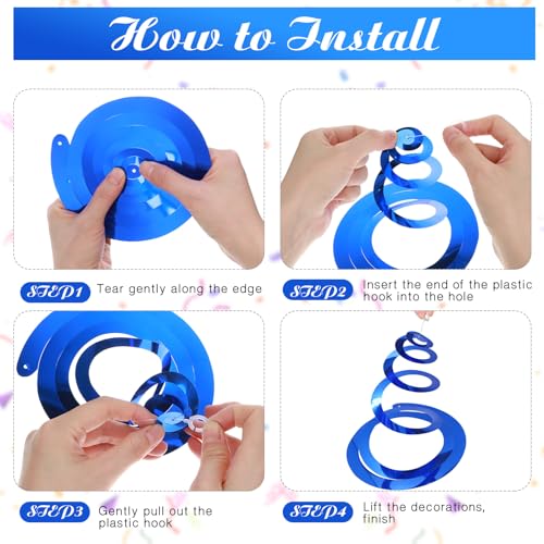 Image of 36 Pcs Hanging Swirl Party Decorations Plastic Streamer Swirls Spiral Party Decorations for Ceiling Birthday Wedding Baby Shower Graduation(Multicolored)