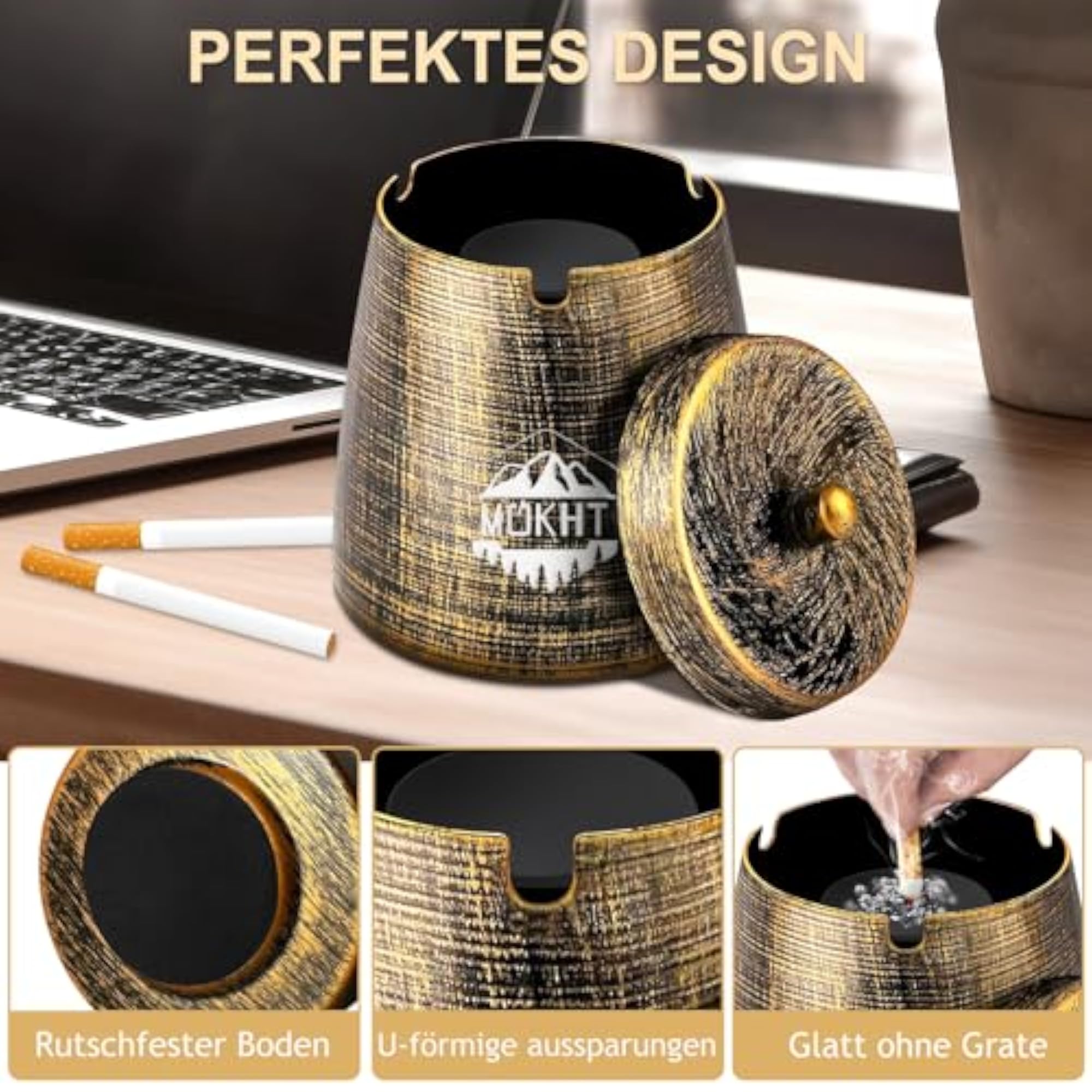 Ashtray with Lid, Large Outdoor Wind Ashtray