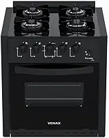 Fogao de Embutir 4 Bocas Venax Picasso Line Preto Fosco Gas Glp