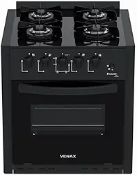 Fogao de Embutir 4 Bocas Venax Picasso Line Preto Fosco Gas Glp