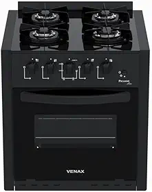 Fogao de Embutir 4 Bocas Venax Picasso Line Preto Fosco Gas Glp