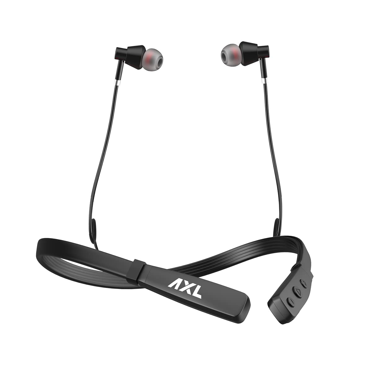 AXL ABN07 Wireless Earphone with Upto 22 Hour Playtime, Adjustable Clip, Passive Noise Cancellation, Magnetic Earbuds, Bluetooth V5.0 and Built-in Mic Flexible Neckband (Black)