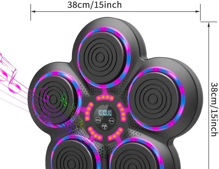 Interactive Smart Wireless Music Boxing Trainer – Wall-Mounted Punch Pad with Gloves, 9 Modes & Speeds, Colorful LED Display, USB Powered, Wireless Connectivity – Fun & Engaging Fitness Gear