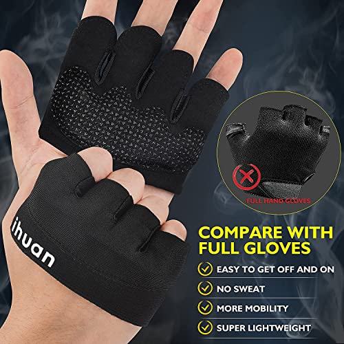 Ihuan New Weight Lifting Gym Workout Gloves Men & Women, Partial Glove Just For The Calluses Spots, Great For Weightlifting, Exercise, Training, Fitness… (Black, S) #TOP5