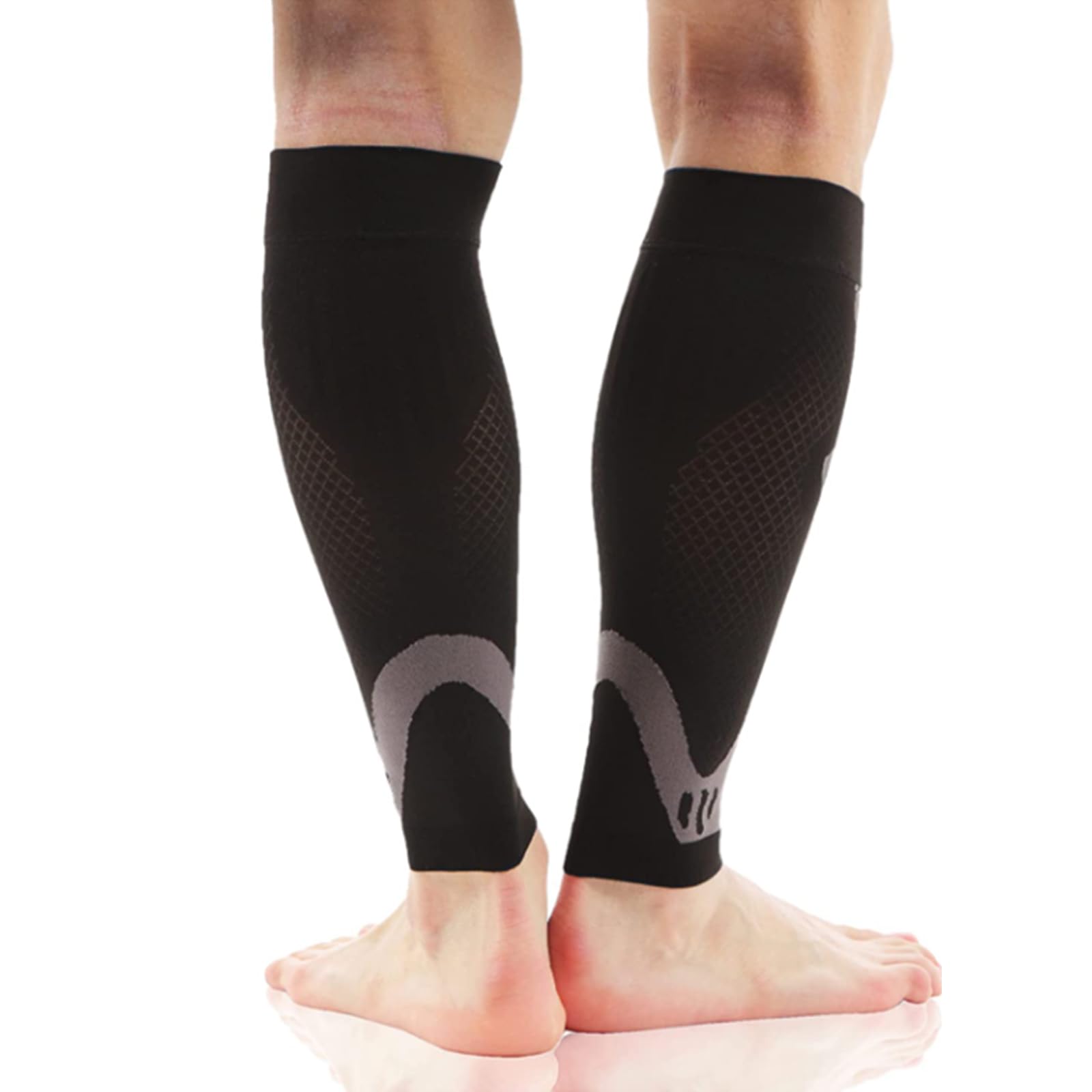 Calf Compression Sleeves For Men & Women, Leg Sleeve And Shin Splints Support, Varicose Vein Treatment Legs Pain Relief, Recovery, Ideal Cramp Relief (L, Black)
