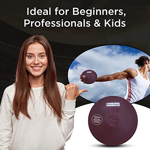 SPORTAXIS Rubber Discus Throw - Solid Rubber Construction - Ideal for Track and Field Training – Brown – 1 KG - Enhance Your Discus Throwing Skills – Ideal for High School & College Throwers