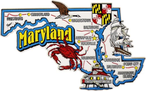 Imán de refrigerador con contorno del estado de Maryland miniatura 1