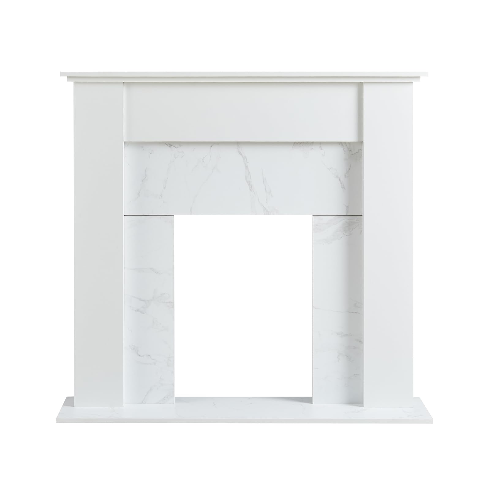 FlameKo 43’’ Mantel Surround for Verona Insert Suitable for all 16” Electric Fireplace Inserts, Multiple Colours Available (White and White)