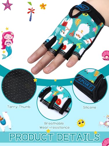 Image of Boao 3 Pairs Kids Half Finger Bike Gloves