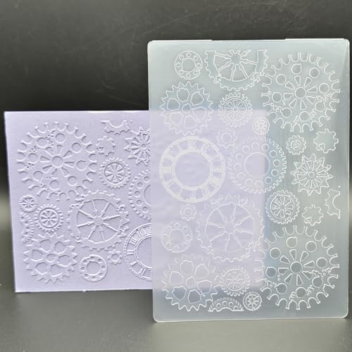 Plastic Embossing Folder A6 Size Gears Pattern Paper Crafts Plastic Textured Impressions for Card Making Scrapbooking