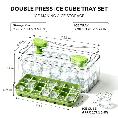 Dual Pressure Ice Cube Tray with Storage Bin and Scoop 3 layers 84Pcs Ices Mold Food - image 3