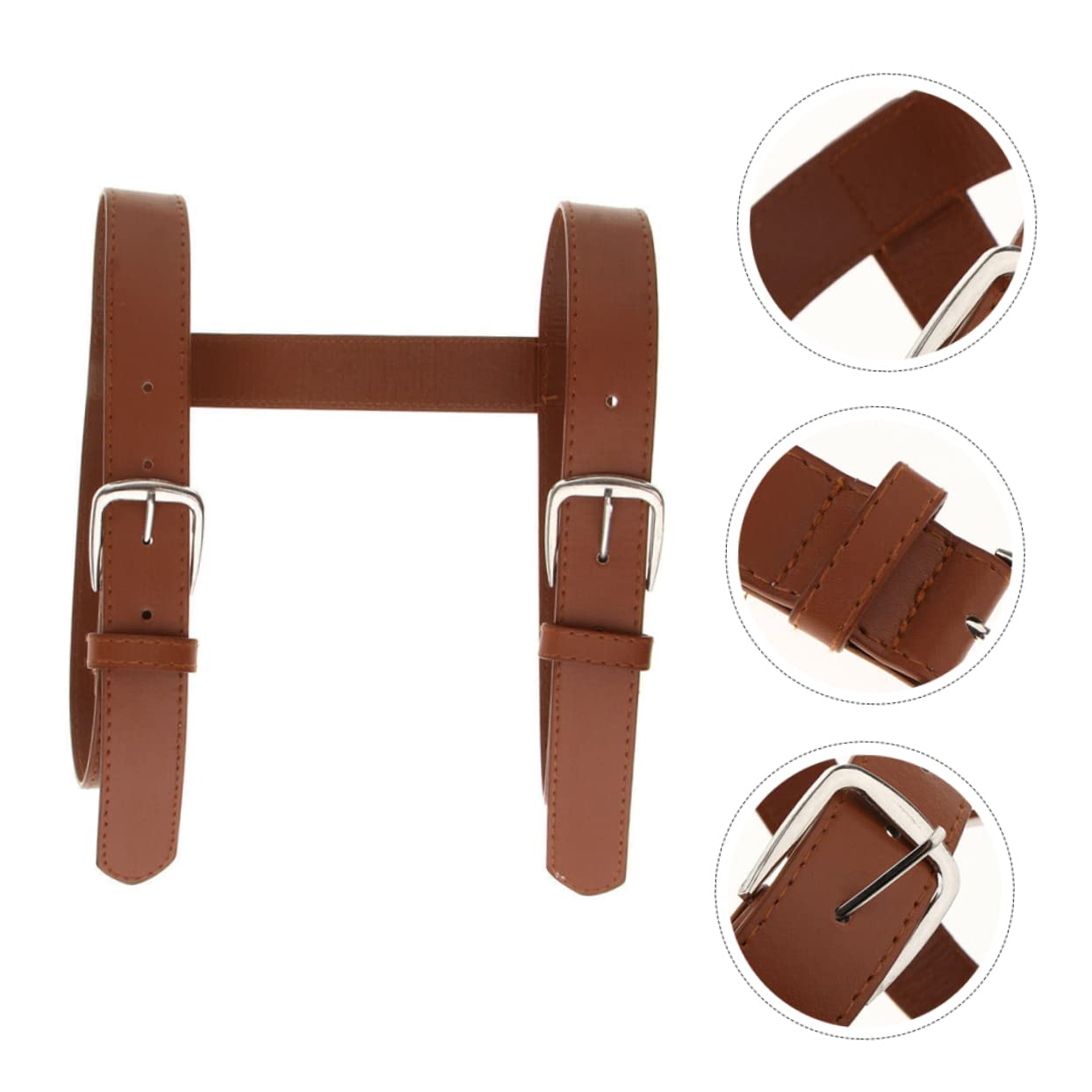 Sosoport Correas Para Esterilla De Picnic Heraldo Rata Calcomanías De Arte De La Pared Mini Adornos De Muñeco De Nieve Bigudí Organizador De Exhibición De Joyas Ramita Plano Brown Cuero Pu