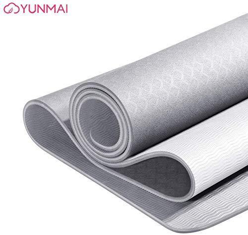 YUNMAI TPE Esterilla Yoga Insípido con Bolsa Alfombrillas de Pilates 6 mm Antideslizantes de Doble Cara de Alta Entrenamiento respetuosas con el Medio Ambiente de casa 183 X 61 X 0.6