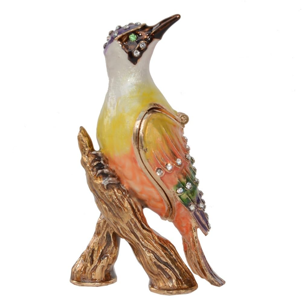 YOPI Metal Bird Trinket Box, Vintage Animal Figurine Jewelry Organizer, Desktop Decoration Ring Holder For Small Earrings Necklace Plated Zinc Alloy Keepsake Box,