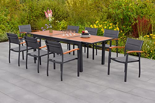 Yoursol by Merxx Gartenmöbel Set Paxos für 8 Personen mit Ausziehtisch 180-240, Stapelstühle