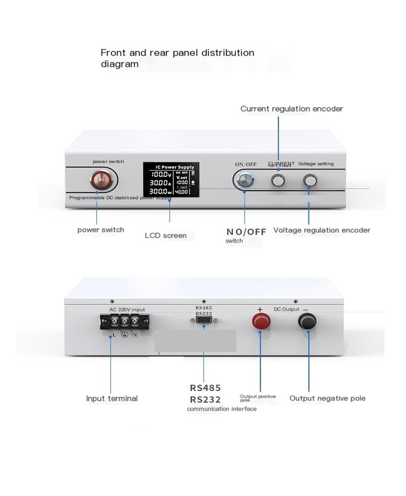 Fuente de alimentación CC programable de Alta Potencia, Serie 3000 W, 100 V, 30 A, Ajustable y estabilizada.(ZK-SPS-100V30A-2)