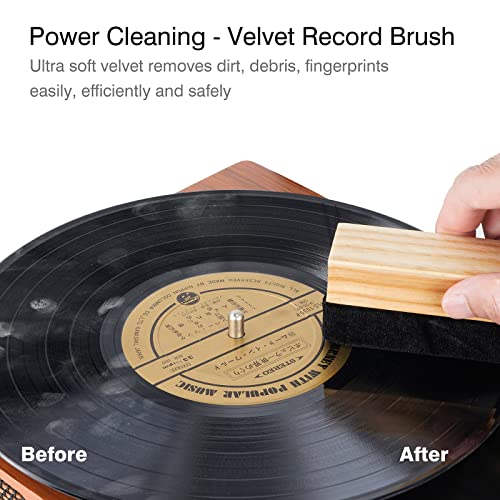 Jancane Vinyl Record Cleaner Vinyl Cleaning Kit, 4-in-1 Record Cleaner Kit for Vinyl Records Albums-Includes Soft Velvet Record Brush, Cleaning Liquid and Turntable Stylus Cleaning Gel