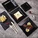 N9R 60PCS Black Plastic Plates Square, 30 Dinner & 30 Dessert Plates Heavy Duty, Fancy Disposable Plates for Party, Wedding and other Events