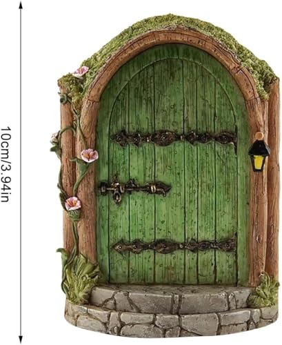 Green Fairy Garden Door - Fairy Door Craft, Fairy Door Kit, Miniature Fairy Doors | Fairy Doors for Outdoor Trees, Mini Garden Miniatures Door, Multicolor Door Fairy Doors, Fairy Garden Accessories