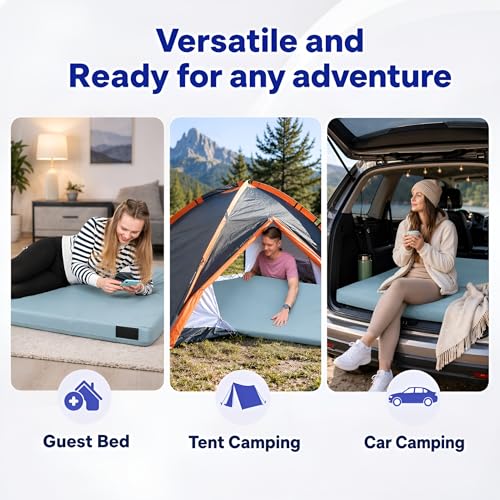 Image of Hazli Matrix AirCell Memory Foam Camping Mattress Pad - CertiPUR-US Roll Up Mattress for Adults - Portable Foam Sleeping Mats for Camping - Camp Cot Sleeping Pad - Floor Sleep Mat Bed Roll for Car RV