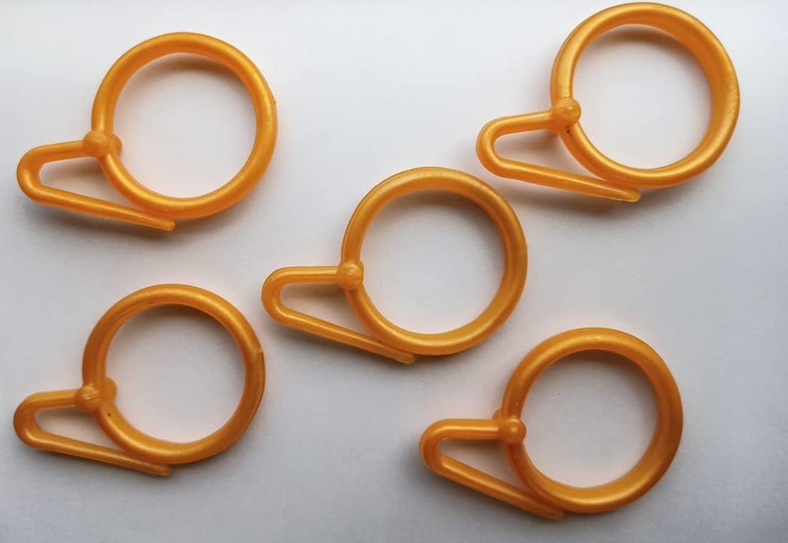 Cbadni Decor Curtain Rings Hook (Plastic) Multipurpose Use for Bedroom Window/Door & Bathroom Gold Color Pack of (100)