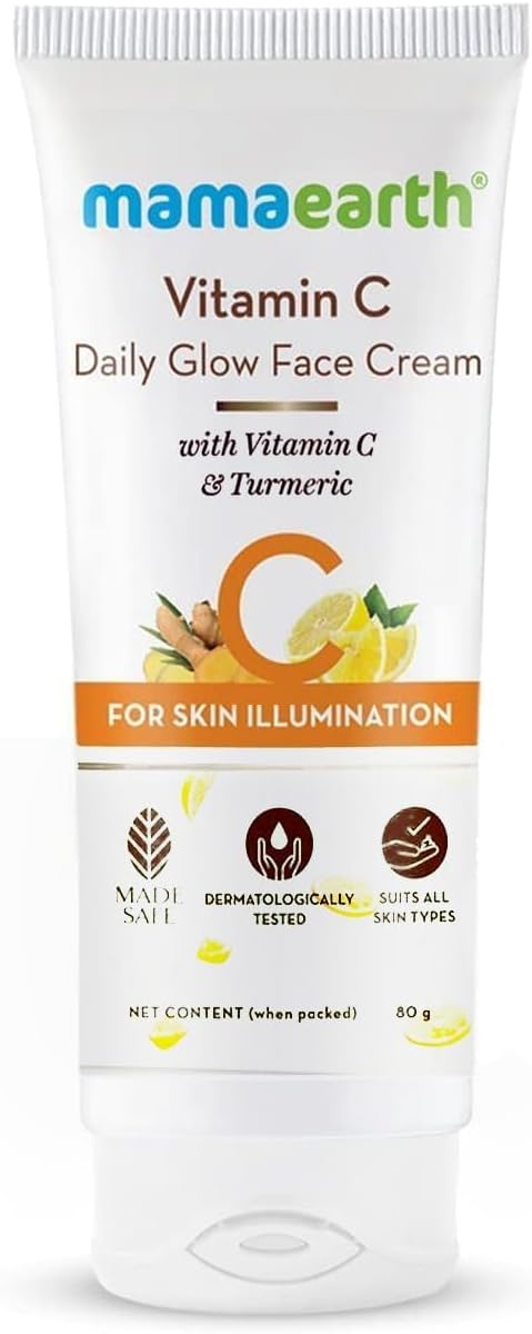 Mamaearth Vitamin C Daily Glow Face Cream With Vitamin C & Turmeric For Skin Illumination - 80 G