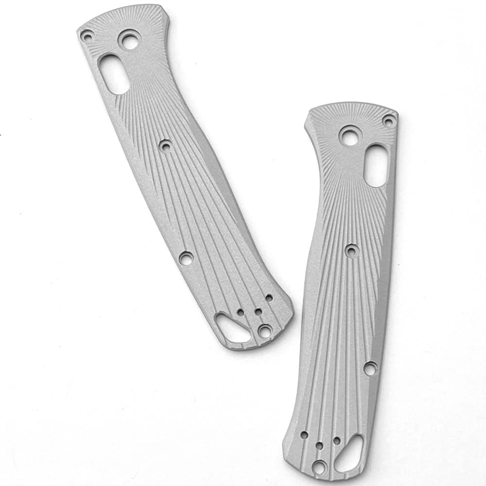 Aibote 1 Pair Aluminium Alloy Handle Scales Replacement Grips Designed for Benchmade Bugout 535 Handles Patch DIY Tool (Silver)