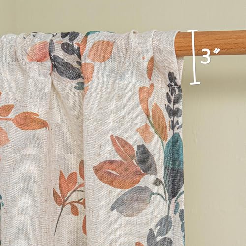 Image of MYSKY HOME Linen Kitchen Tier Cafe Patterned Curtains 24 Inch Length 2 Panels Farmhouse Semi Sheer Privacy Small Window Treatments Rod Pocket for Bathroom Basement, Burnt Orange, 30 inch Each Panel