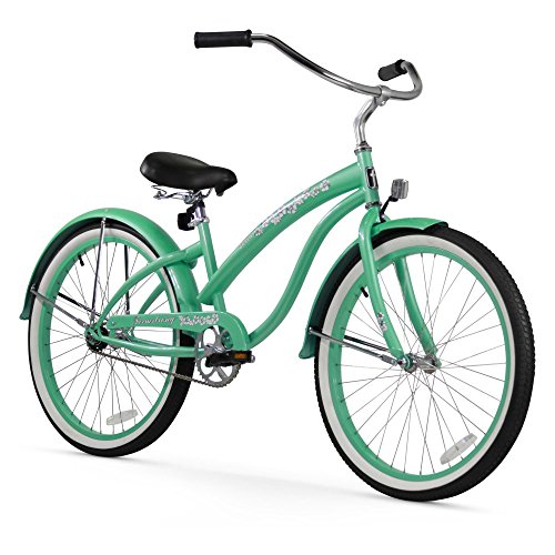 Firmstrong Bella Classic Women's Beach Cruiser Bike, Single Speed Hybrid Bicycle, 26 Inch Wheels, Mint Green