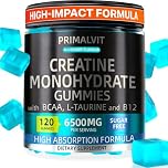 120 Creatine Gummies 6500mg Sugar-Free Complex – 40-Day Supply – Pre-Workout Creatine Monohydrate + BCAA, L-Taurine, B12 – Max Strength Chewable Gym Supplement Vegan Gummy Chews Men & Women Primalvit