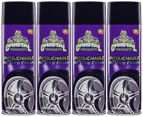 Untouchable TireShine Spray Spray 4PK Long-Lasting Wet Tire Finish for Deep Gloss & Protection Waterproof No-Sling Formula Easy Application Tire Shine & Cleaner (52 oz Total)