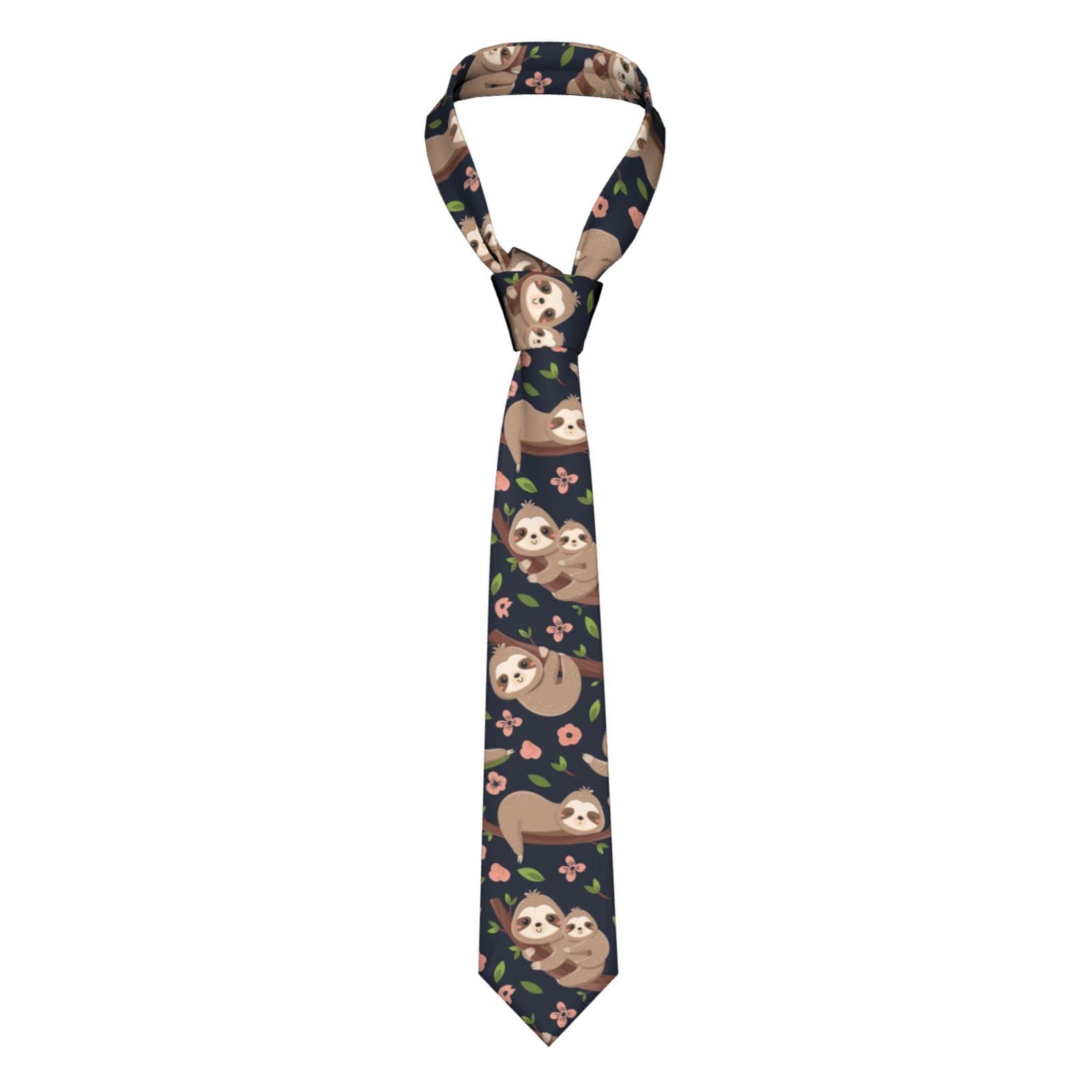 FWJZDSP Boys Sloth Pattern Fashion Tie Silk Necktie Classic Neck Tie Set Gift