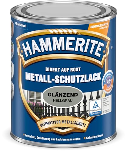 Hammerite Metallschutzlack Glänzend, Hellgrau, 750ml – Ansicht 1