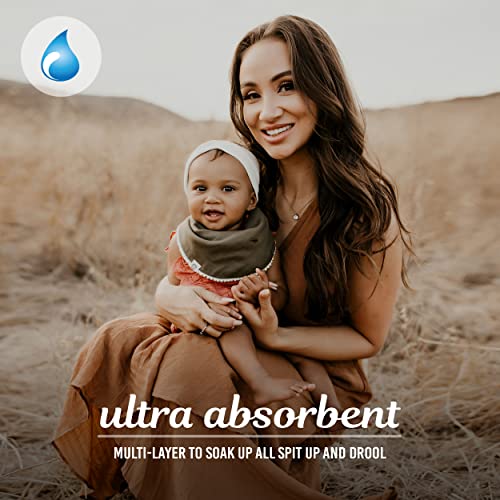 Kishu Baby Indi - Fairtrade Organic Baby Bibs for Girls or Boys - Rounded, 4-Way Reversible, 8 Layer Muslin Drool Bibs2